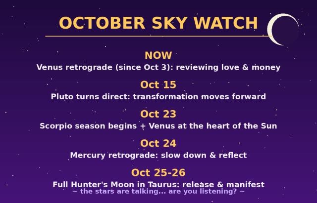 October Sky Watch — planetary movements for the rest of October